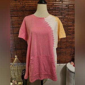 Colorful Tie-Dye Short Sleeve Women's Top